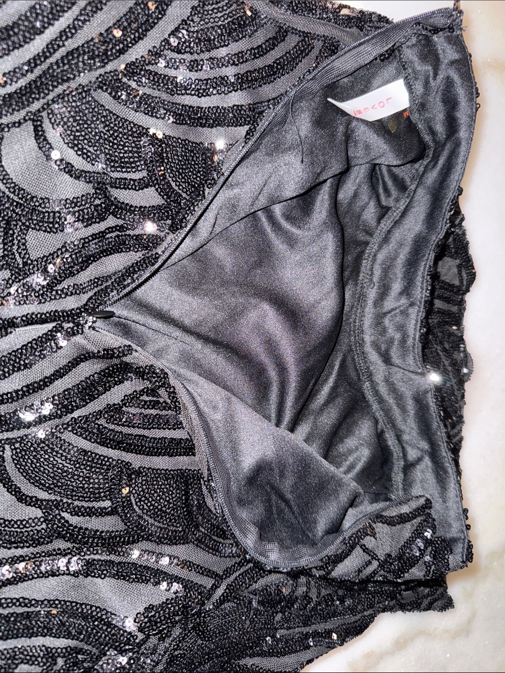 Black Sequin Long Sleeve Evening Dress - Picture 4 of 5